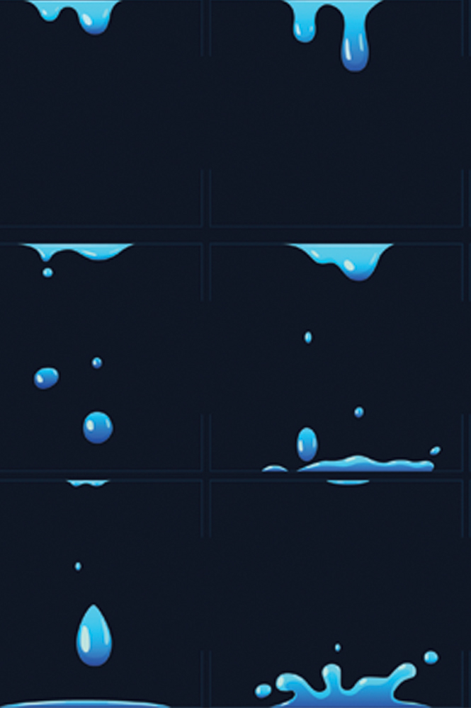 water droplets in animation